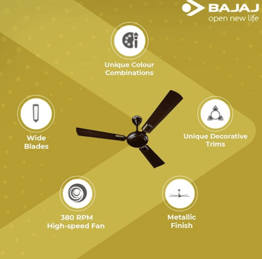 Bajaj Grace BBD Plus Ceiling Fan 1200mm, Timber Golden, (251128) - Image 4